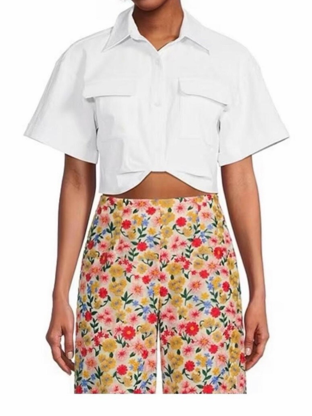 Antonio Melani x The Nat Note Frankie Cropped Twist Button Down size medium